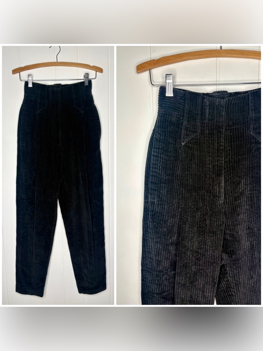 Vintage Claude Montana High Waisted Corduroy Pants Black Chic 80’s 90’s Size 40